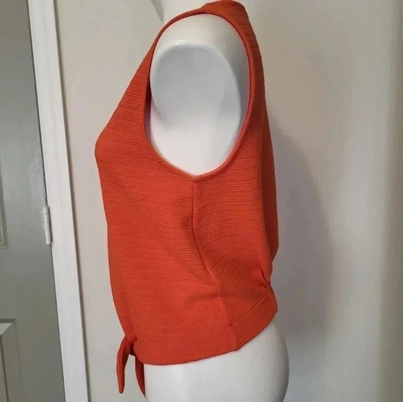 J.Crew Button Up V-Neck Tie Front Sleeveless Ribbed Texture Tank Top(S) - Picture 4 of 7
